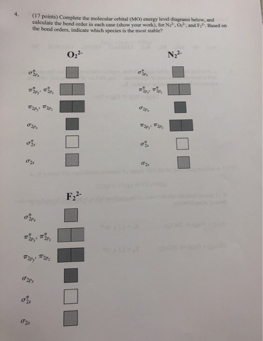 Solved (17 points) Complete the molecular orbital (M0) | Chegg.com