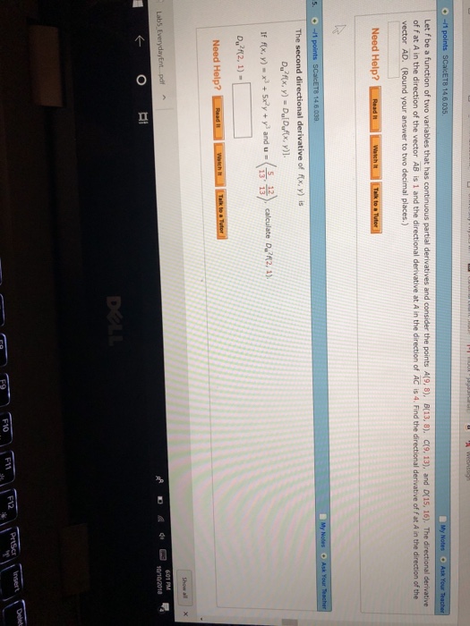Solved -1 points Let fbe a function of two variables that | Chegg.com