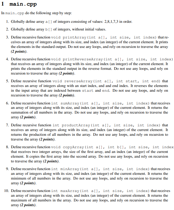 Solved 1 main.cpp In main.cpp do the following step by step: | Chegg.com