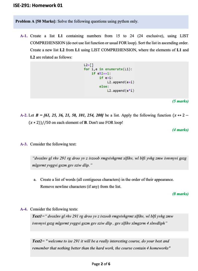 Solved Problem A [50 Marks]: Solve the following questions | Chegg.com