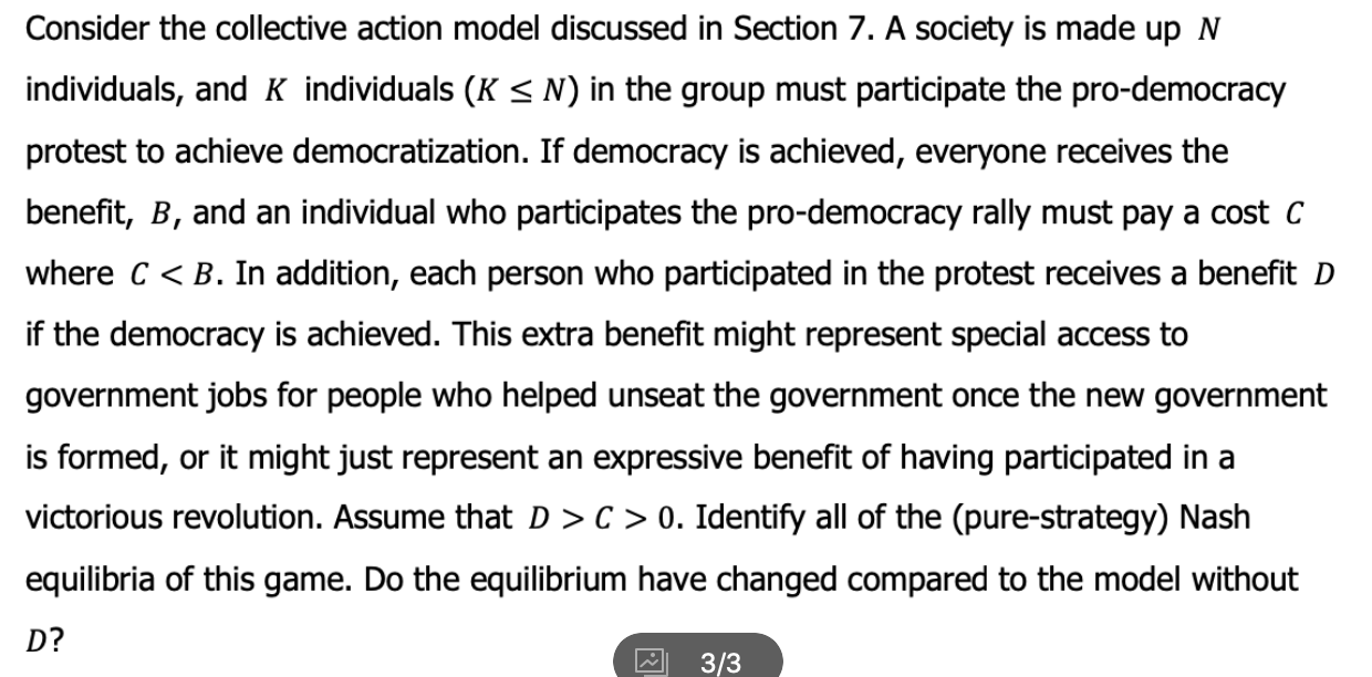 Solved Consider The Collective Action Model Discussed In | Chegg.com