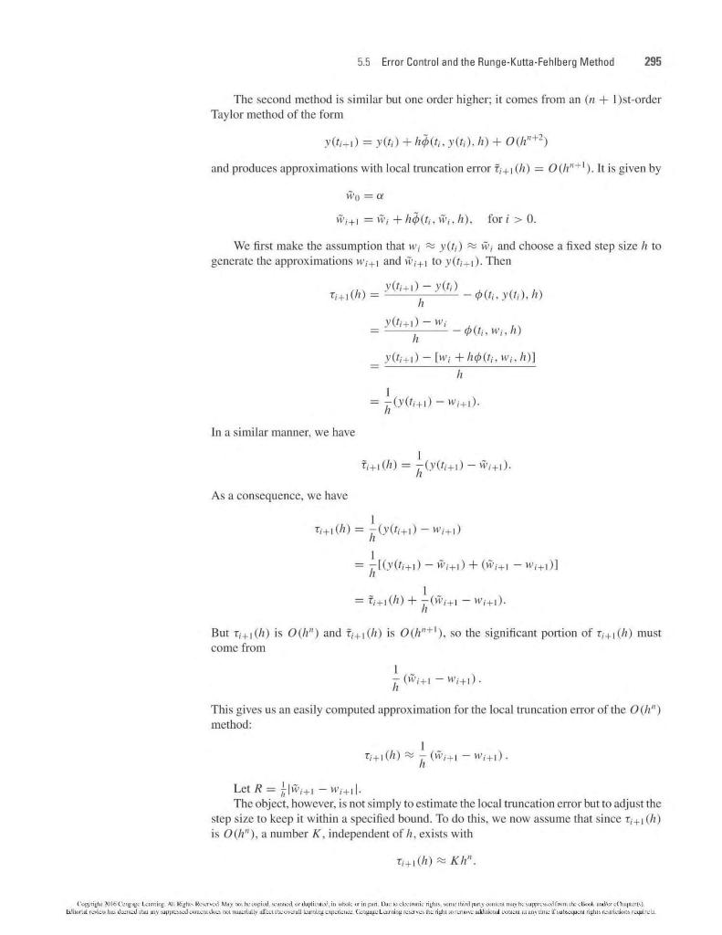 Solved 5.5 Error Control and the RungeKuttaFehlberg Method