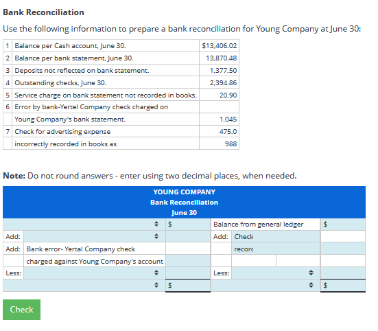 Solved Bank Reconciliation Use the following information to | Chegg.com