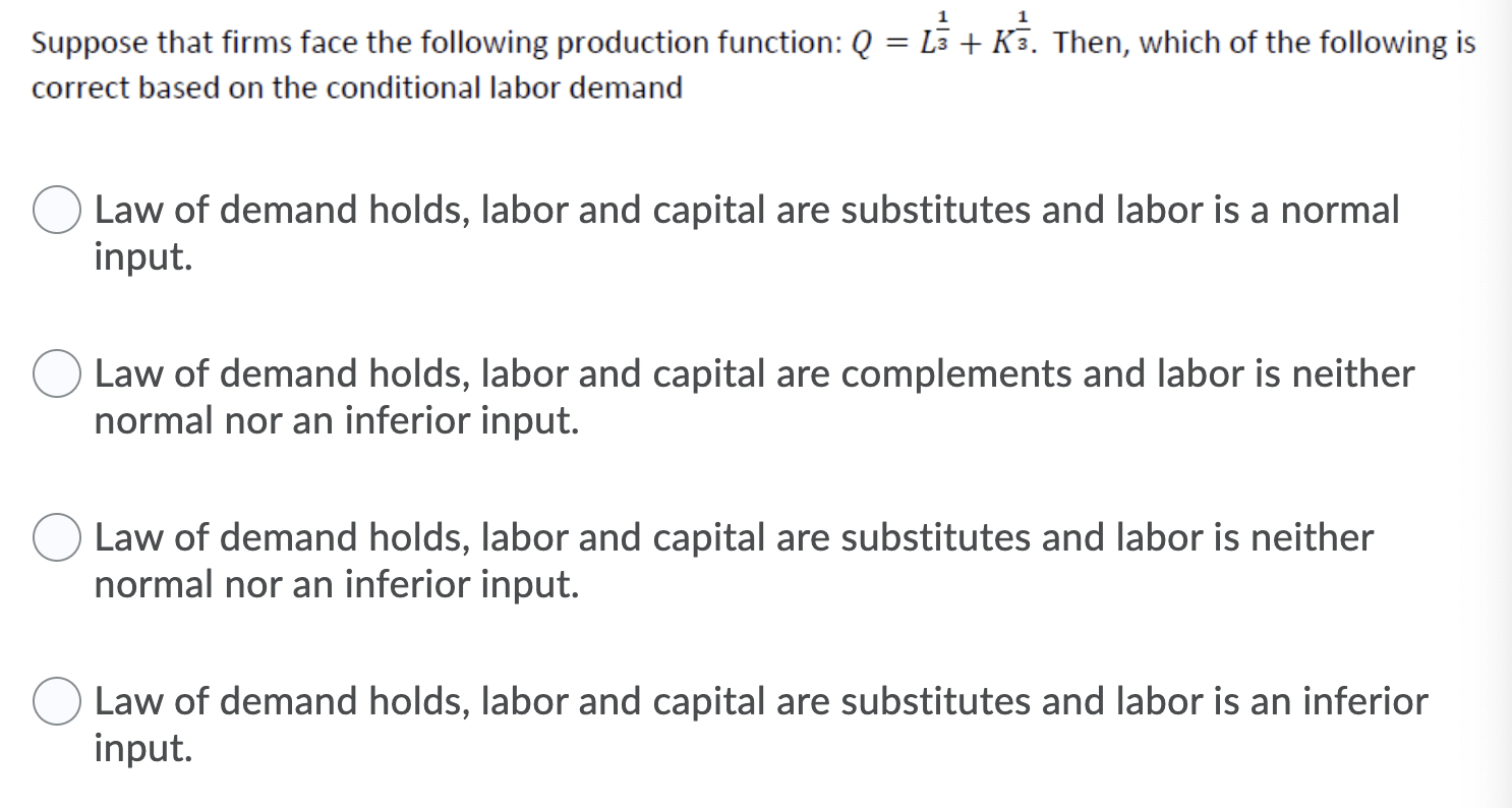 Solved Suppose that firms face the following production | Chegg.com