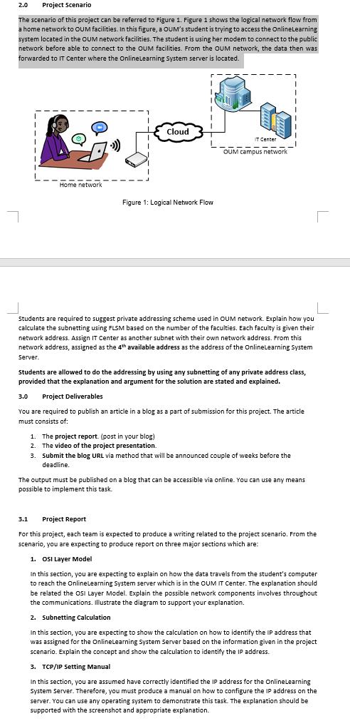 Solved 2.0 Project Scenario The scenario of this project can | Chegg.com