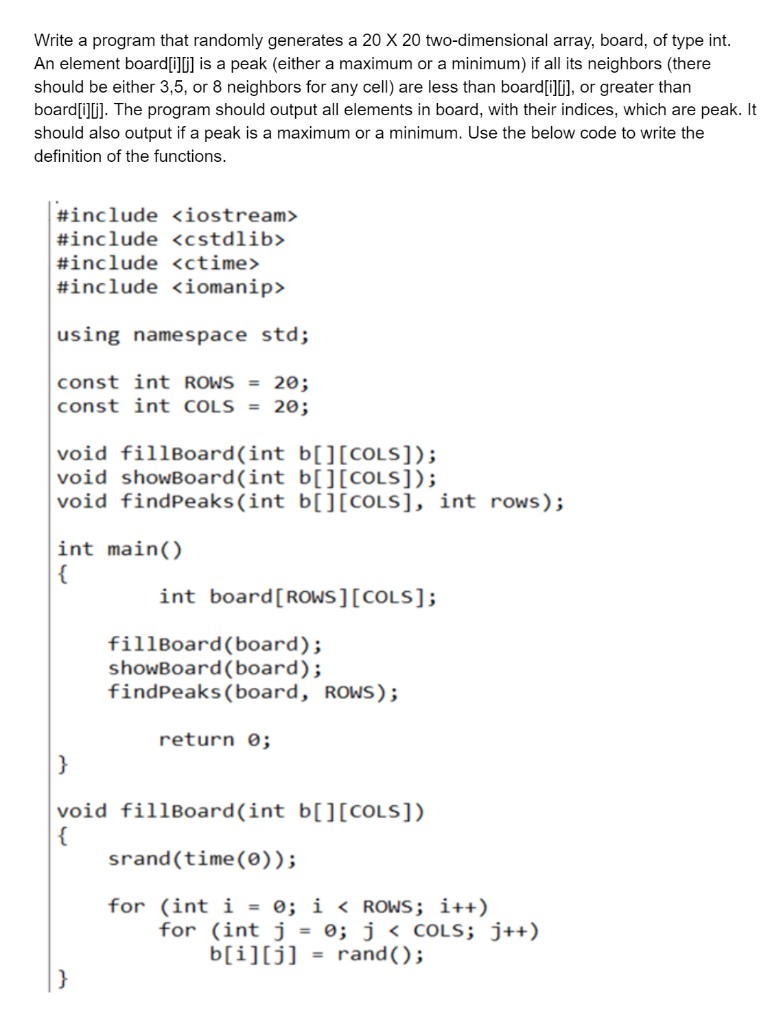 Solved Write a program that randomly generates a 20 x 20 | Chegg.com