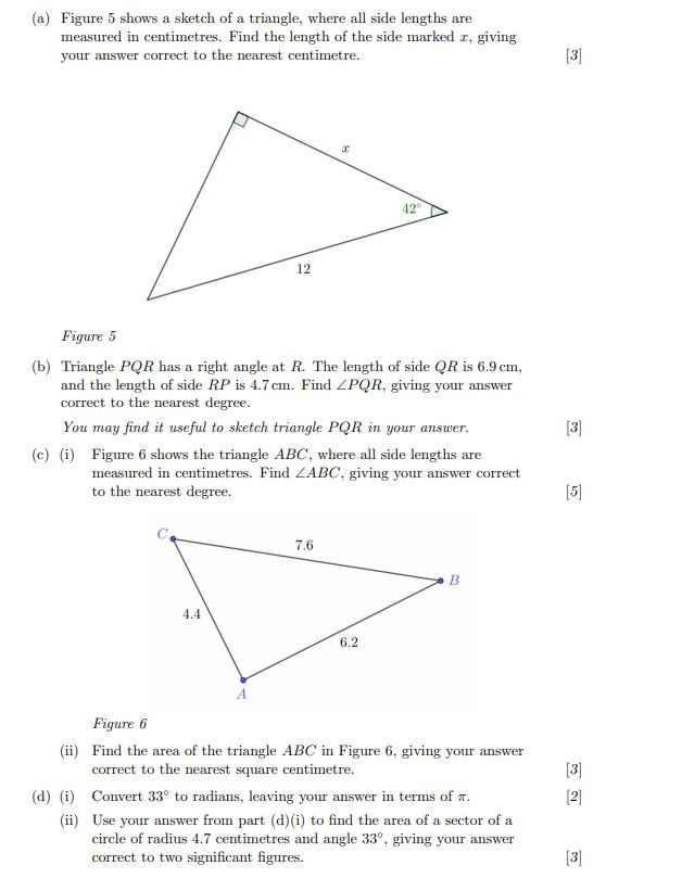 Solved (a) Figure 5 shows a sketch of a triangle, where all | Chegg.com