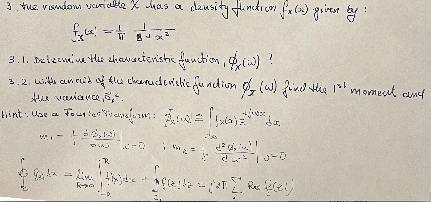 Solved x 2 3. The random variable I has a density function | Chegg.com