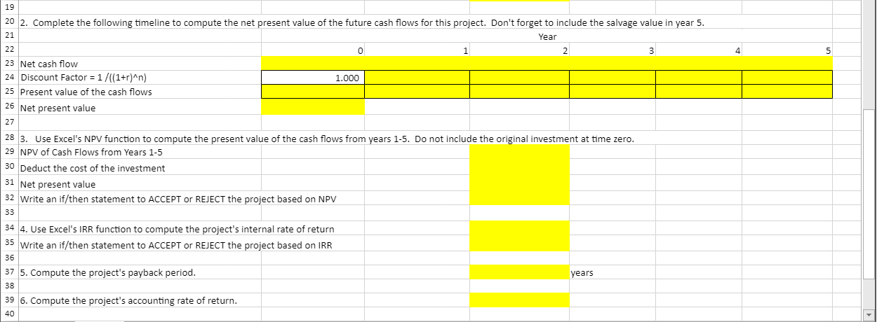 Solved Complete The Capital Budgeting Methods. All Answers | Chegg.com