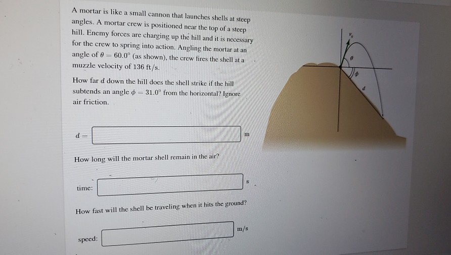 Solved A mortar is like a small cannon that launches shells | Chegg.com