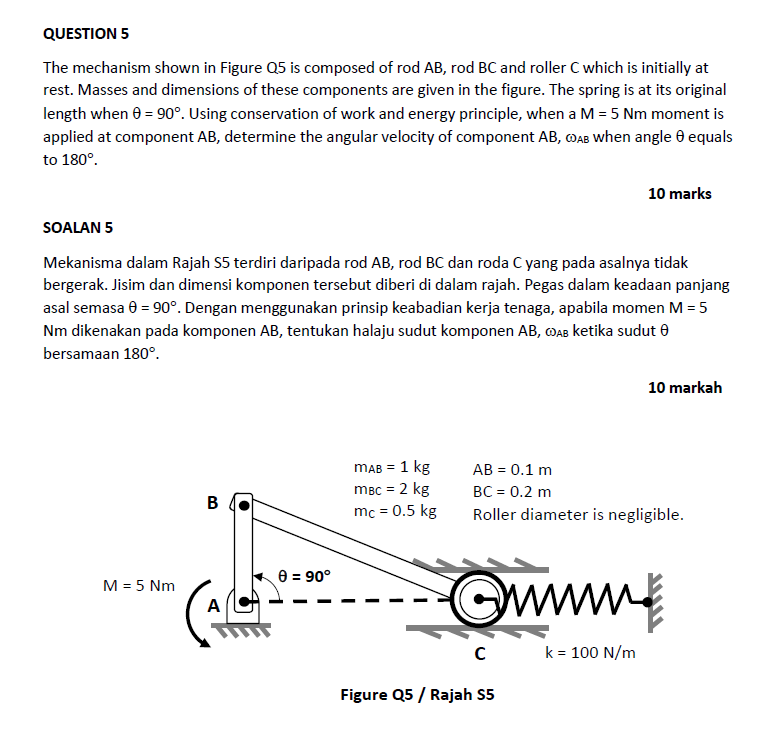 Solved QUESTION 5 The mechanism shown in Figure Q5 is | Chegg.com