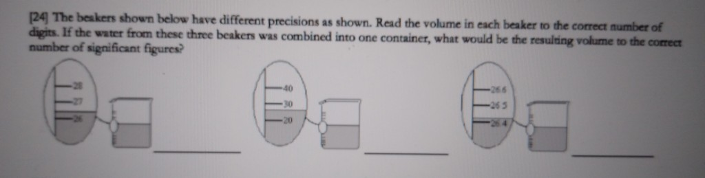 Solved 24 The beakers shown below have different precisions | Chegg.com
