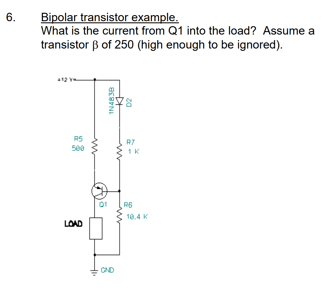 Solved Bipolar transistor example. What is the current from