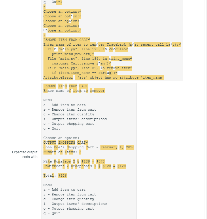 Shopping Cart Python Code Solved 9.12 LAB*: Program: Online shopping cart (Part 2) | Chegg.com