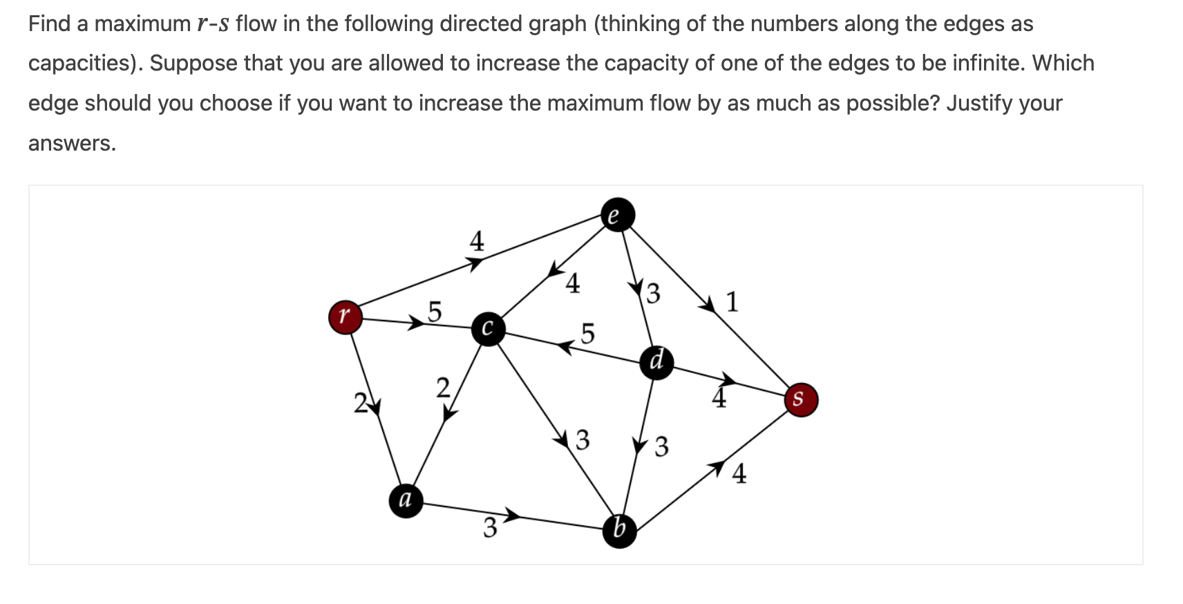 Solved Find a maximum r-s flow in the following directed | Chegg.com