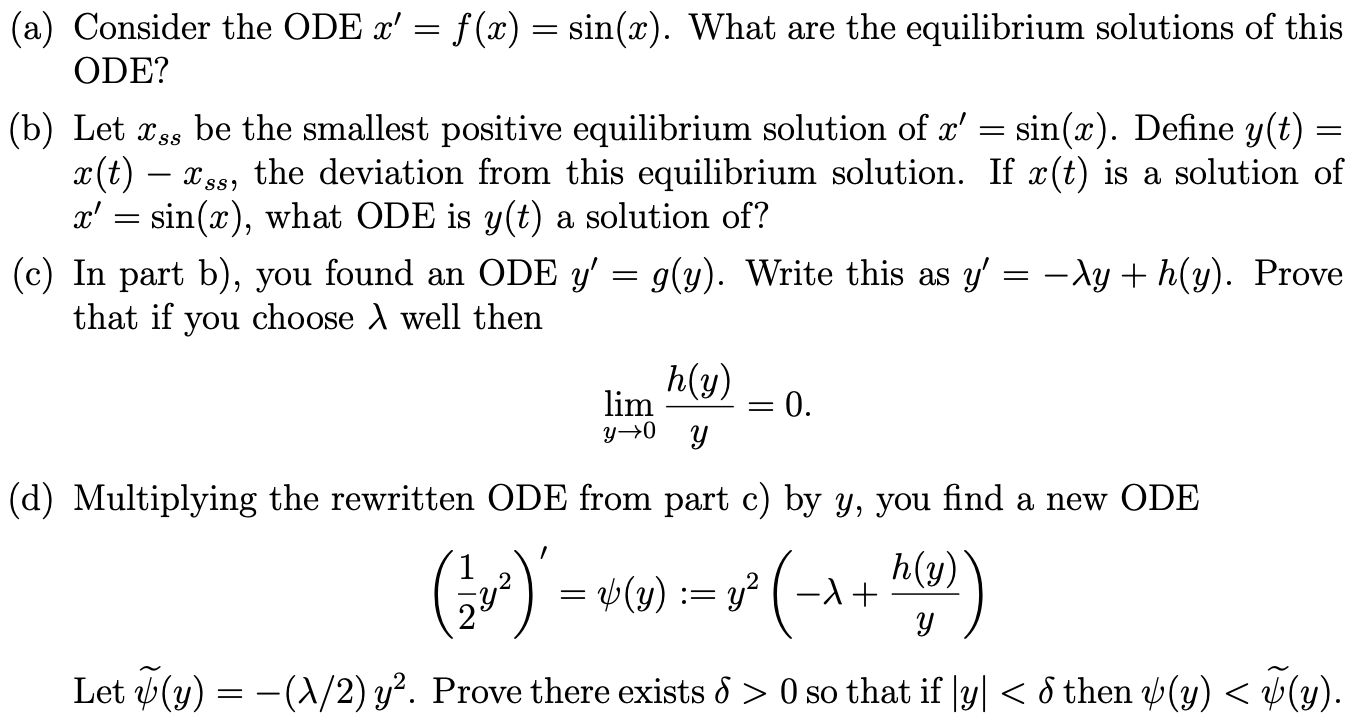 Solved A Consider The Ode X F X Sin X What Are Chegg Com