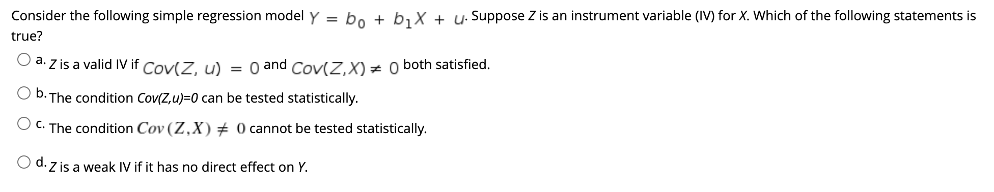 Solved Consider the following simple regression model y : bo | Chegg.com