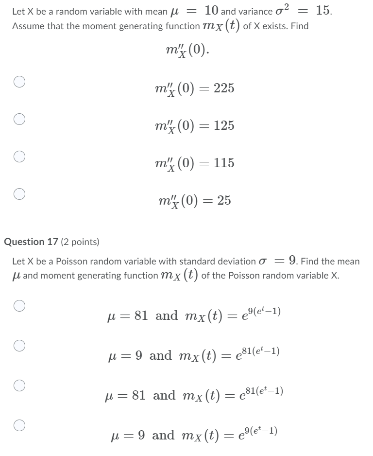 Solved 15. Let X be a random variable with mean u 10 and | Chegg.com