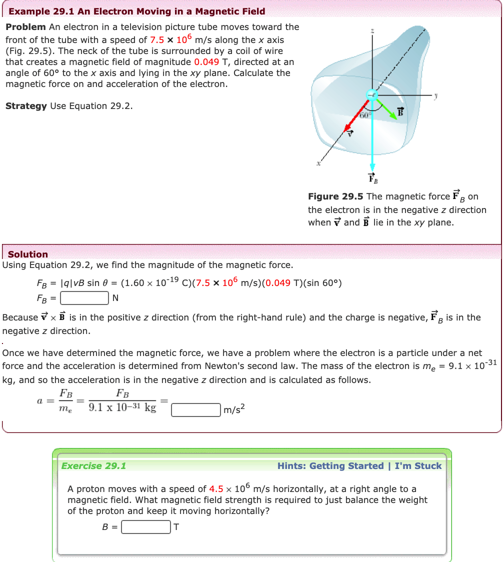 Solved Example 29.1 An Electron Moving in a Magnetic Field | Chegg.com