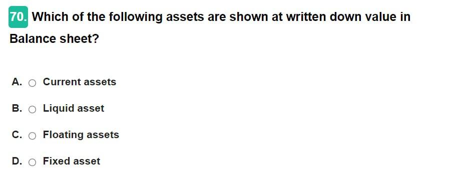 Solved 70. Which Of The Following Assets Are Shown At | Chegg.com