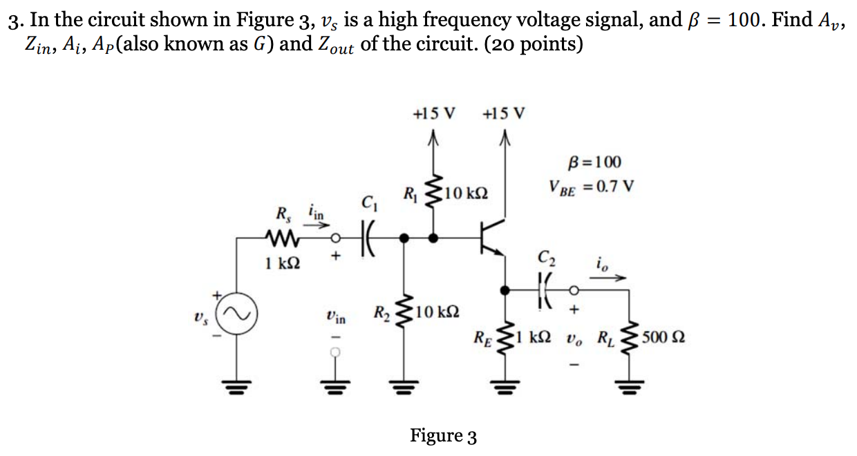 Solved 3 In The Circuit Shown In Figure 3 Vs Is A High Chegg Com