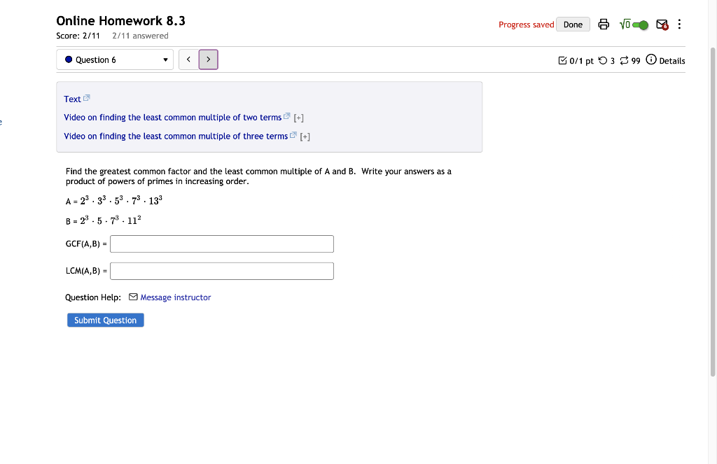 Solved Online Homework 8.3 Score: 2/11 2/11 answered | Chegg.com