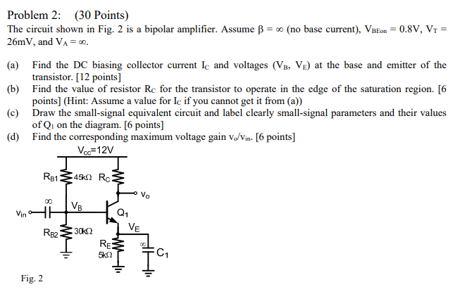 Solved Problem 2: (30 Points) The circuit shown in Fig. 2 is | Chegg.com