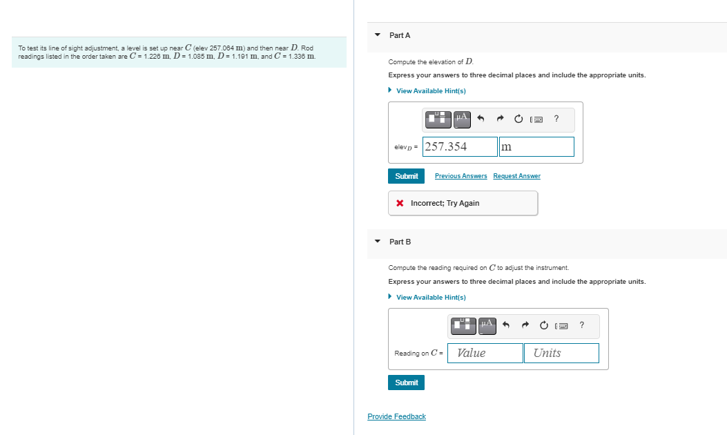 Solved To Test Its Line Of Sight Adjustment, A Level Is Set | Chegg.com