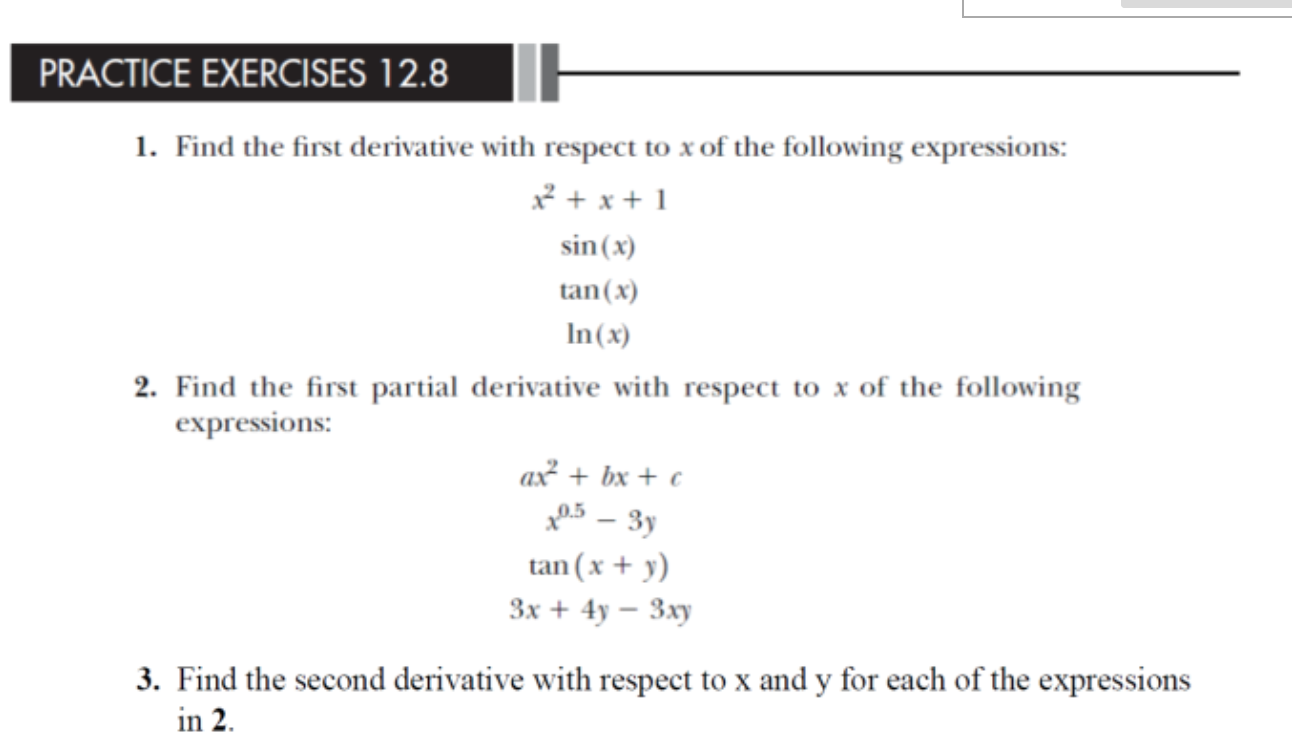 Solved Practice Exercises 12 8 1 Find The First Derivative