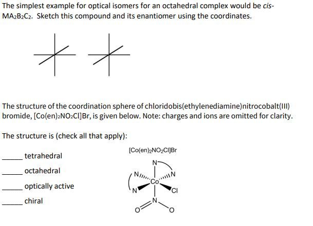Solved The simplest example for optical isomers for an | Chegg.com