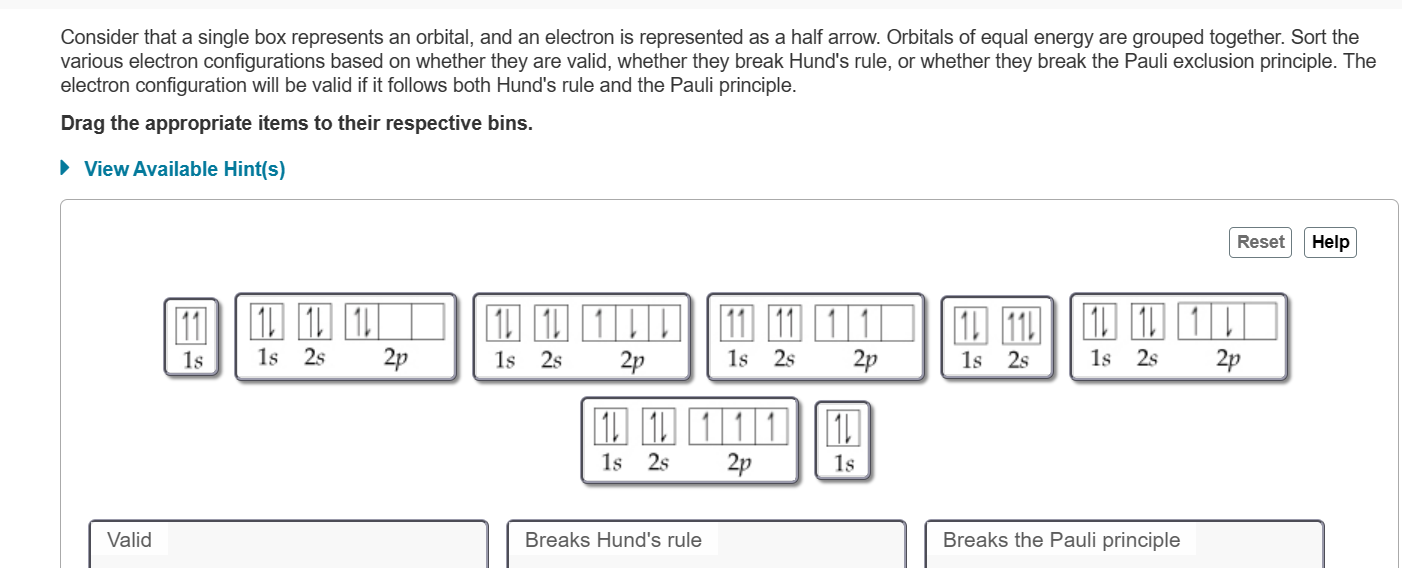 Solved Consider That A Single Box Represents An Orbital, And 