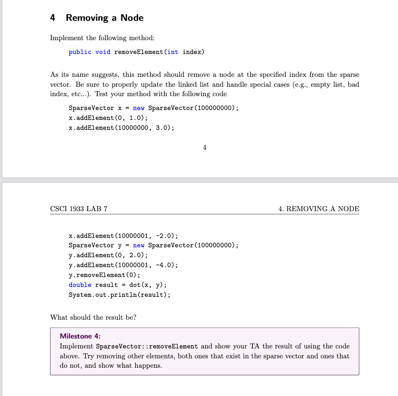 Solved please create a a sparseVector.java class you are | Chegg.com