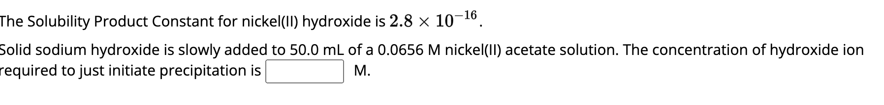 Solved he Solubility Product Constant for nickel(II) | Chegg.com