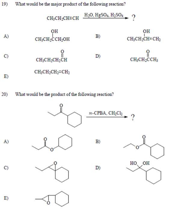 Solved 16) What is the major product of the following | Chegg.com