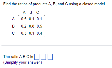 Solved Find The Ratios Of Products A,B, And C Using A Closed | Chegg.com