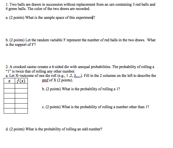 Solved 1. Two Balls Are Drawn In Succession Without | Chegg.com