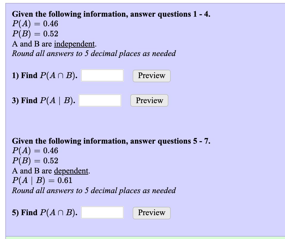 Solved Given The Following Information, Answer Questions 1 - | Chegg.com