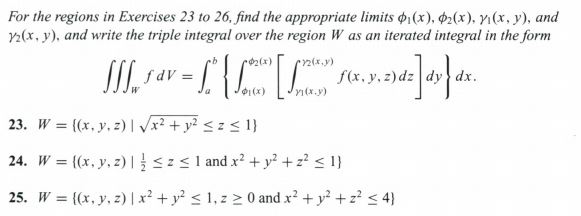 Solved For the regions defined by 'W' given below, what are | Chegg.com