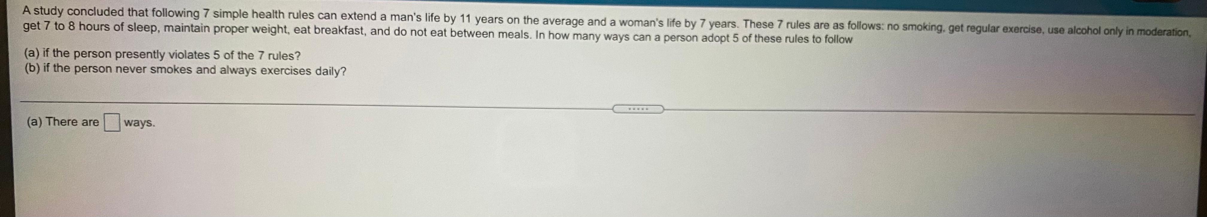 Solved A Study Concluded That Following 7 Simple Health | Chegg.com