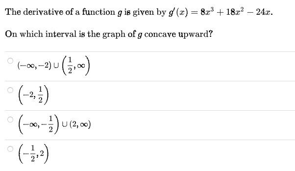 Solved The derivative of a function g is given by | Chegg.com