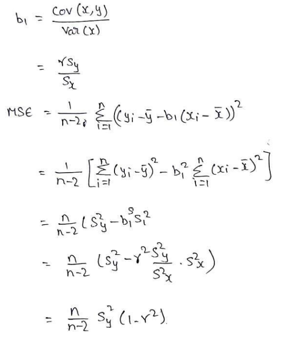 Solved How can Sum((Yi-Ybar-b1(Xi-Xbar))^2 | Chegg.com