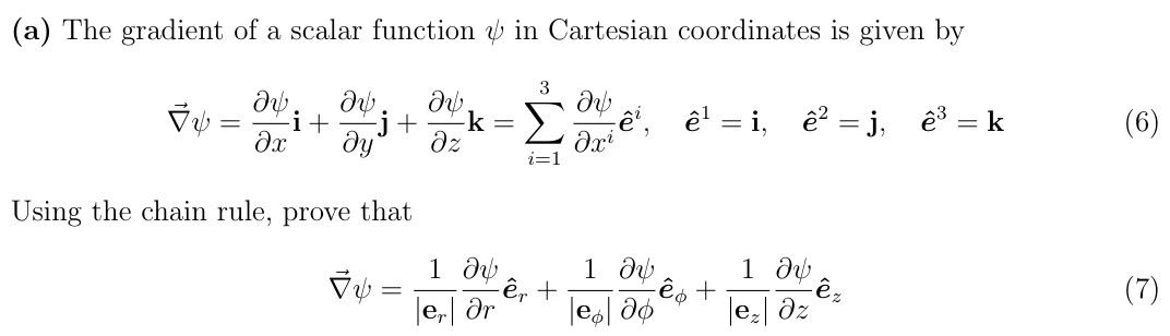 Solved A The Gradient Of A Scalar Function Y In Cartesi Chegg Com