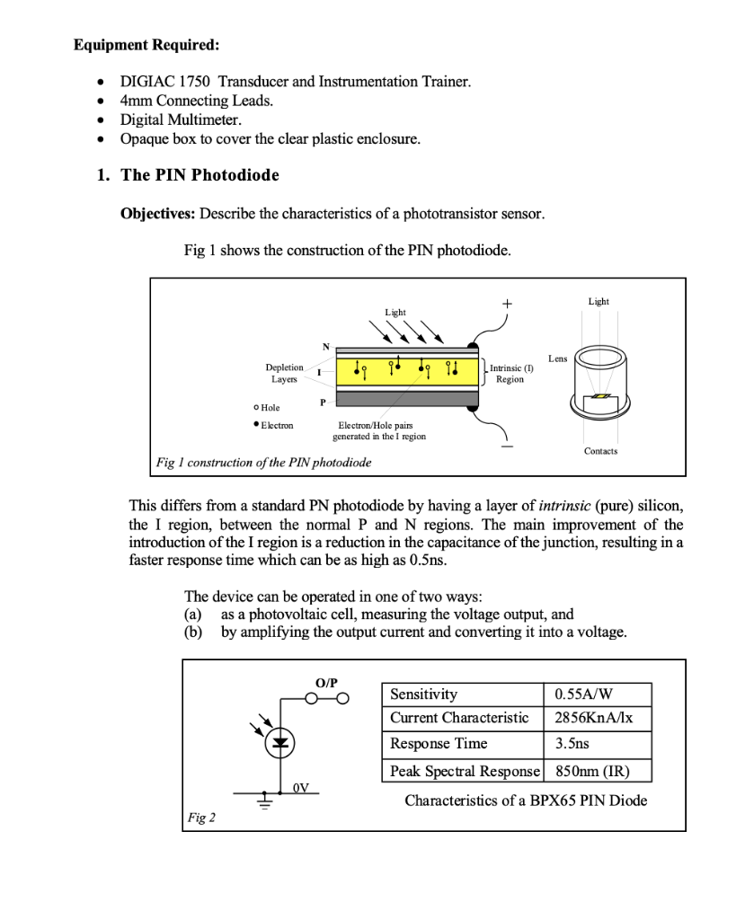 Solved Equipment Required . . DIGIAC 1750 Transducer and
