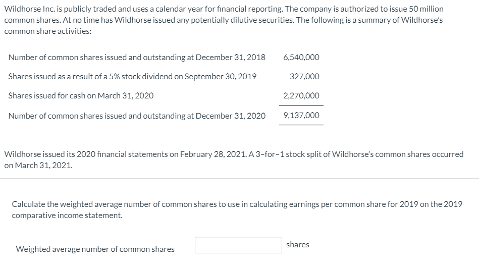 solved-wildhorse-inc-is-publicly-traded-and-uses-a-calendar-chegg