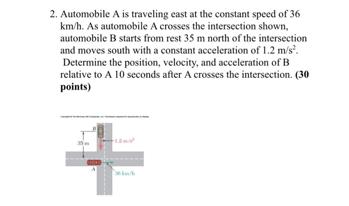 Solved 2. Automobile A Is Traveling East At The Constant | Chegg.com