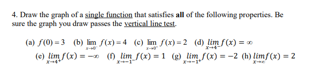 Solved 4. Draw the graph of a single function that satisfies | Chegg.com