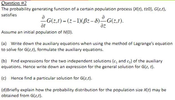 Question 2 The Probability Generating Function Of Chegg Com