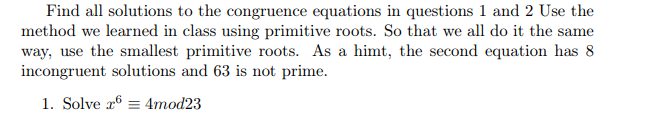 Solved Find All Solutions To The Congruence Equations In | Chegg.com