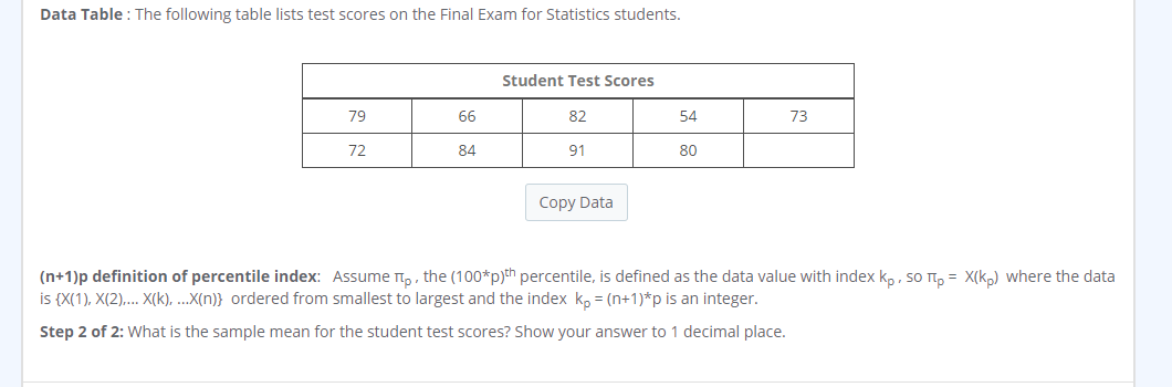 Solved Data Table: The following table lists test scores on | Chegg.com