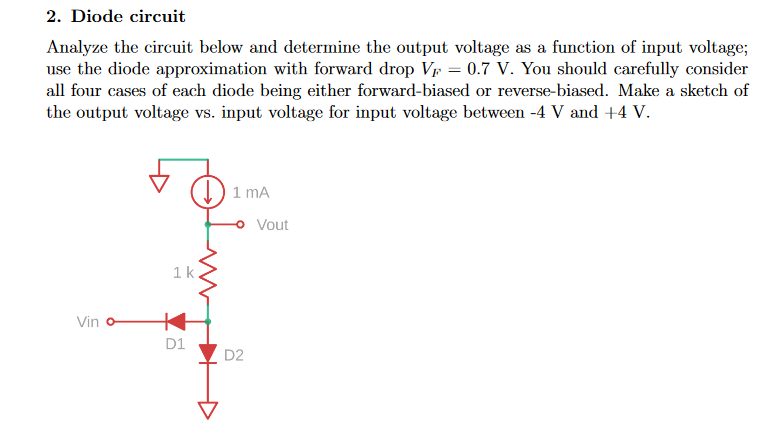 Solved Diode circuitAnalyze the circuit below and determine | Chegg.com